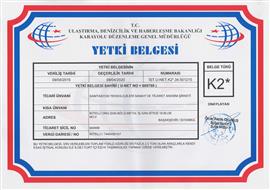 K2 İzin Belgesi.